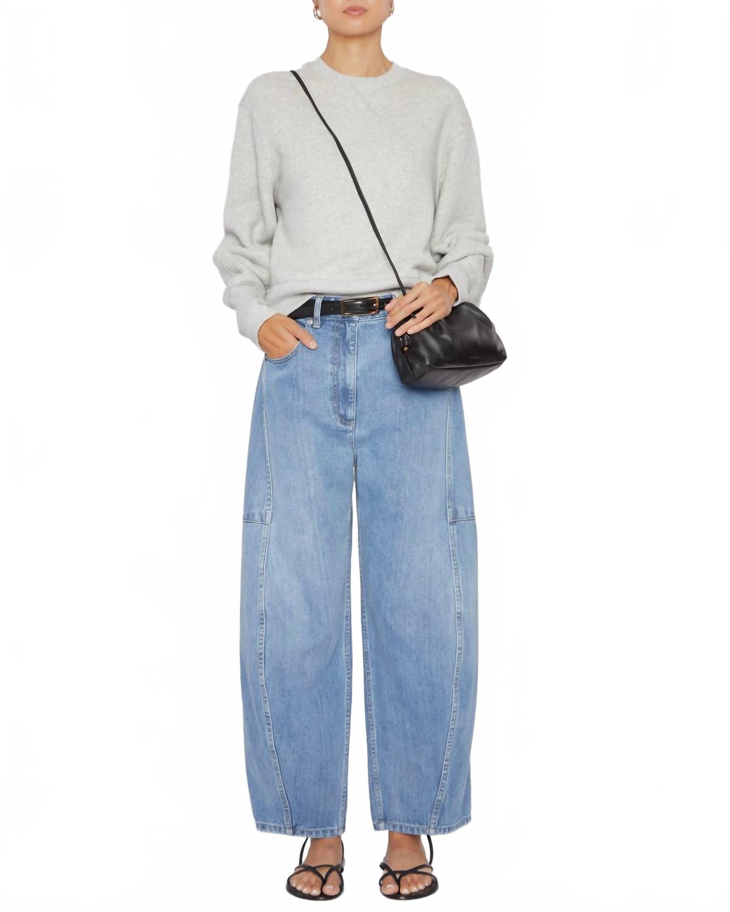 

Ulla Johnson Свитер-пуловер Lumi с круглым вырезом, цвет светло-серый меланж