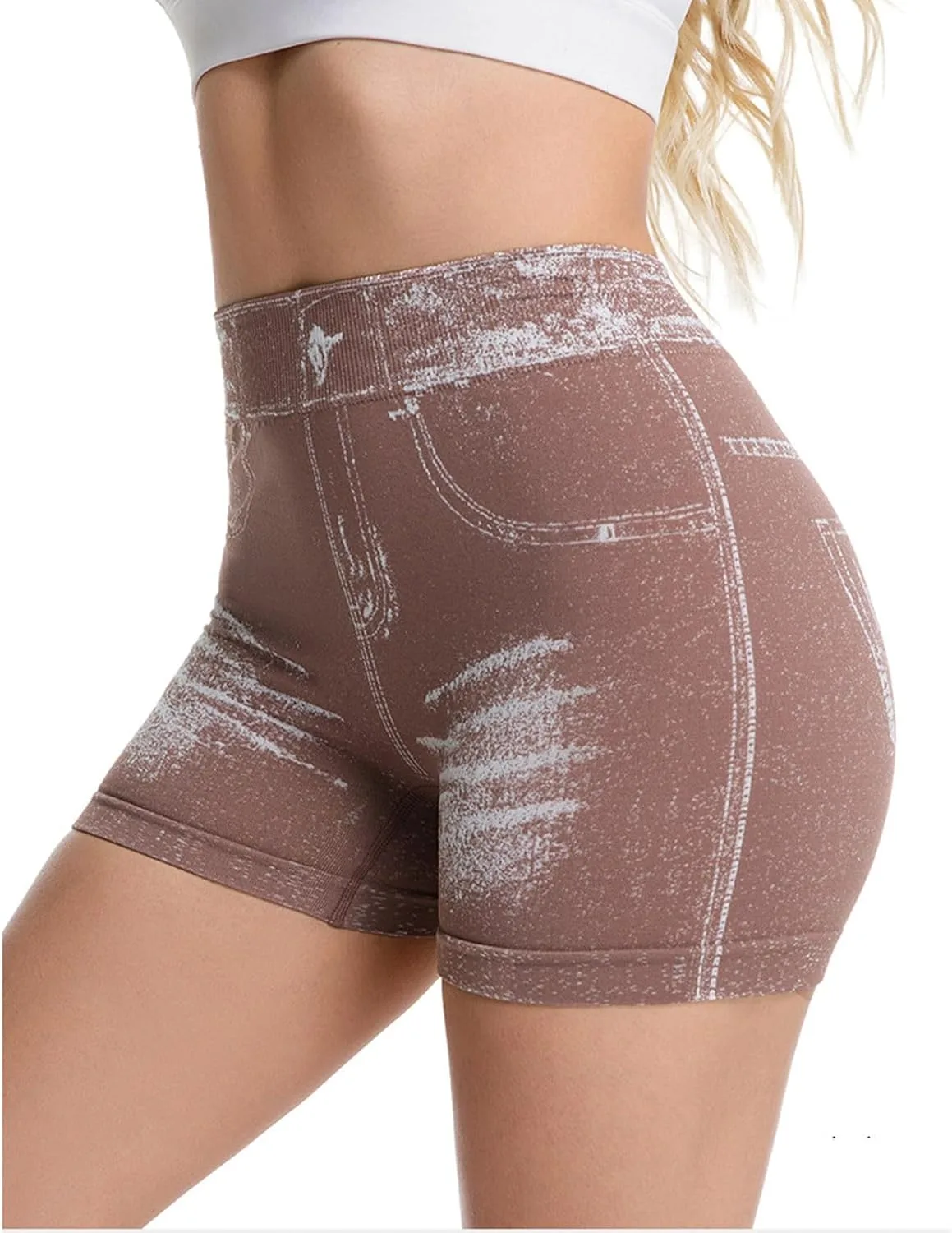 Женские шорты Active с эффектом деним, подтягивающие, Slim Fit — фото 2