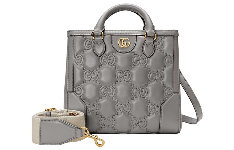 Женский мини-клатч кросс-боди из матовой кожи GUCCI, серый — фото 2