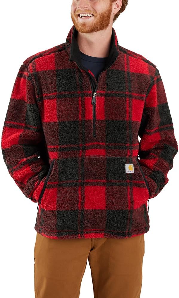 

Carhartt мужская свободная флисовая толстовка, Crabapple/Black Plaid