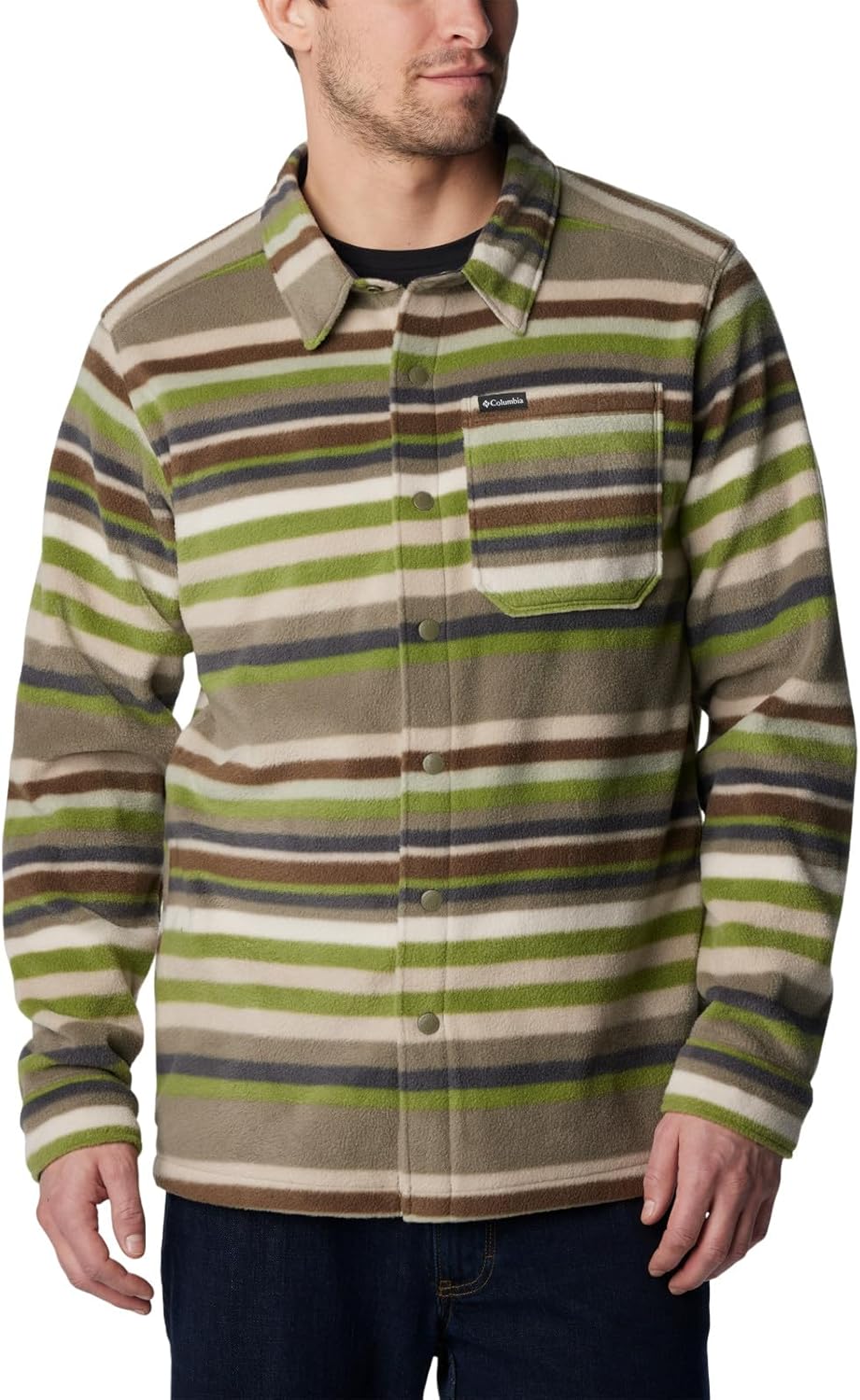 

Columbia мужская куртка-рубашка Steens Mountain Printed II, Stone Green Surfcrest Stripe Print