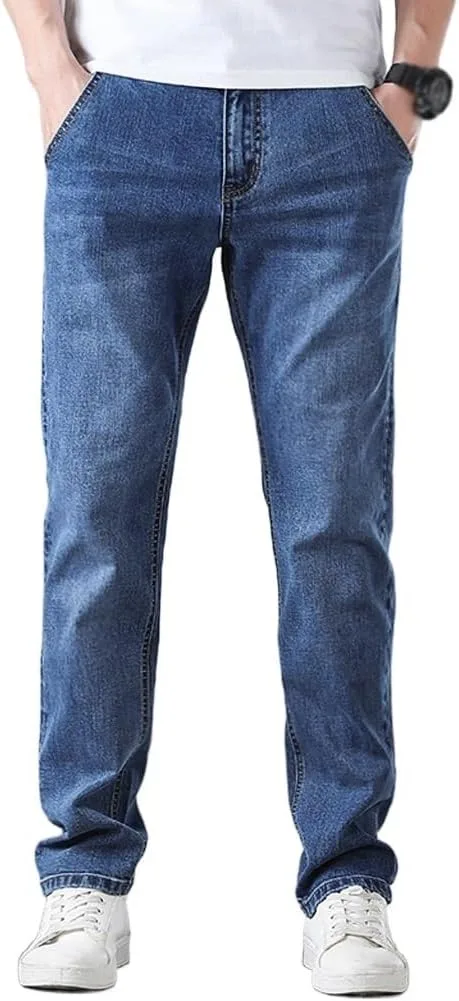 

Классические ретро мужские джинсы Plus Size Stretch Straight Leg SIDUFHAOPKLL