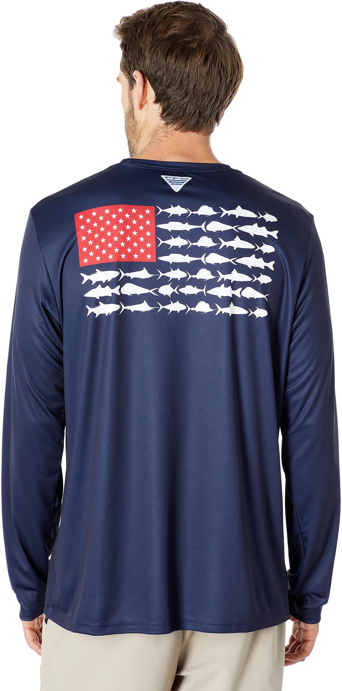 

Рубашка с длинным рукавом Terminal Tackle PFG Fish Columbia, цвет Collegiate Navy/Red Spark