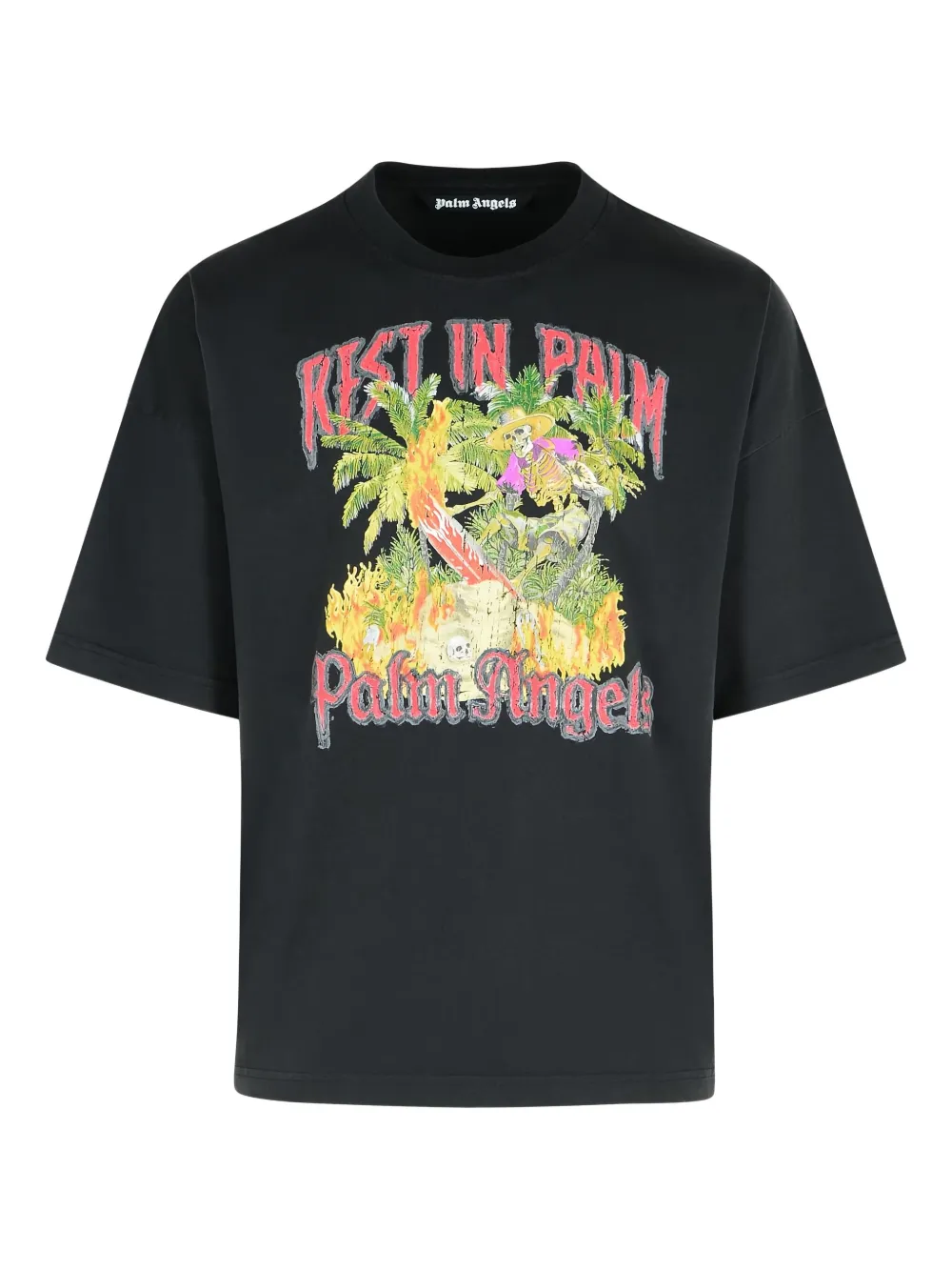 

Футболка с круглым вырезом Rest In Palm PALM ANGELS, черный