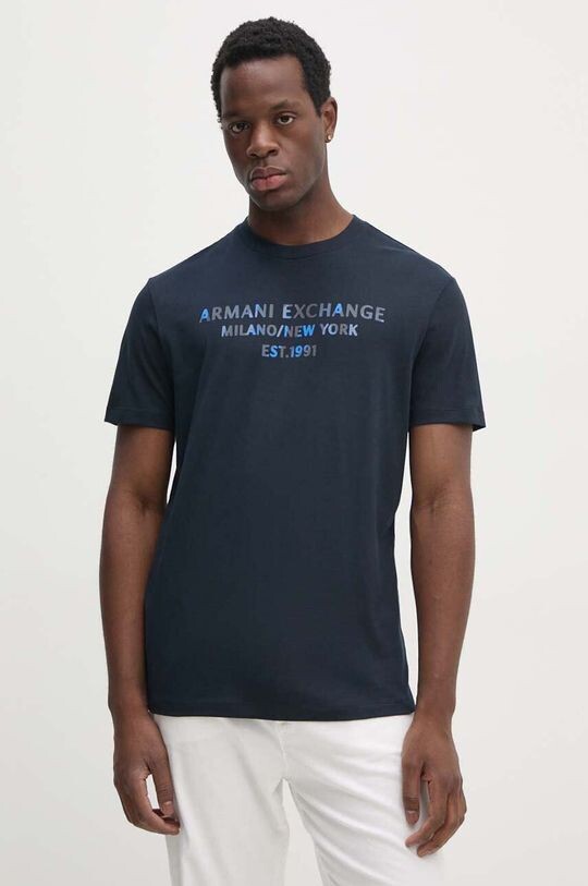 

Хлопковая футболка Armani Exchange, темно-синий