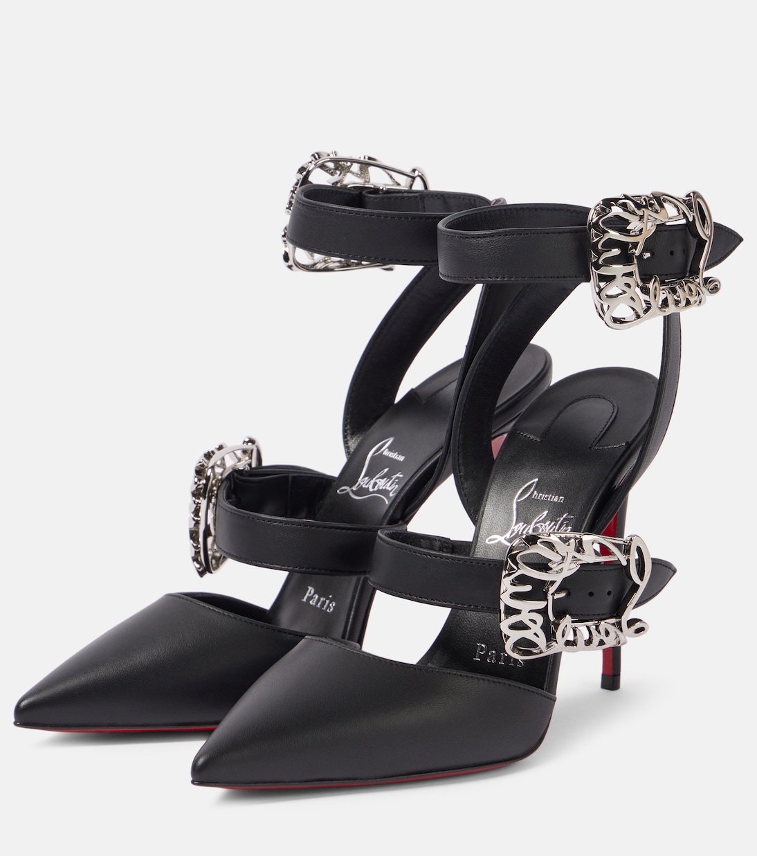 Женские кожаные туфли-лодочки Giddylina 100 Christian Louboutin, Black Lin Black — фото 4