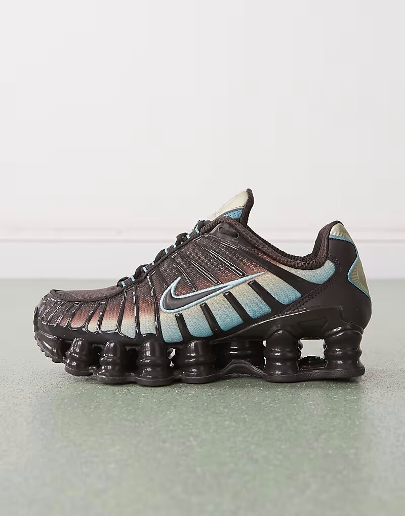 Кроссовки Nike Shox TL коричневого и синего цветов — фото 2