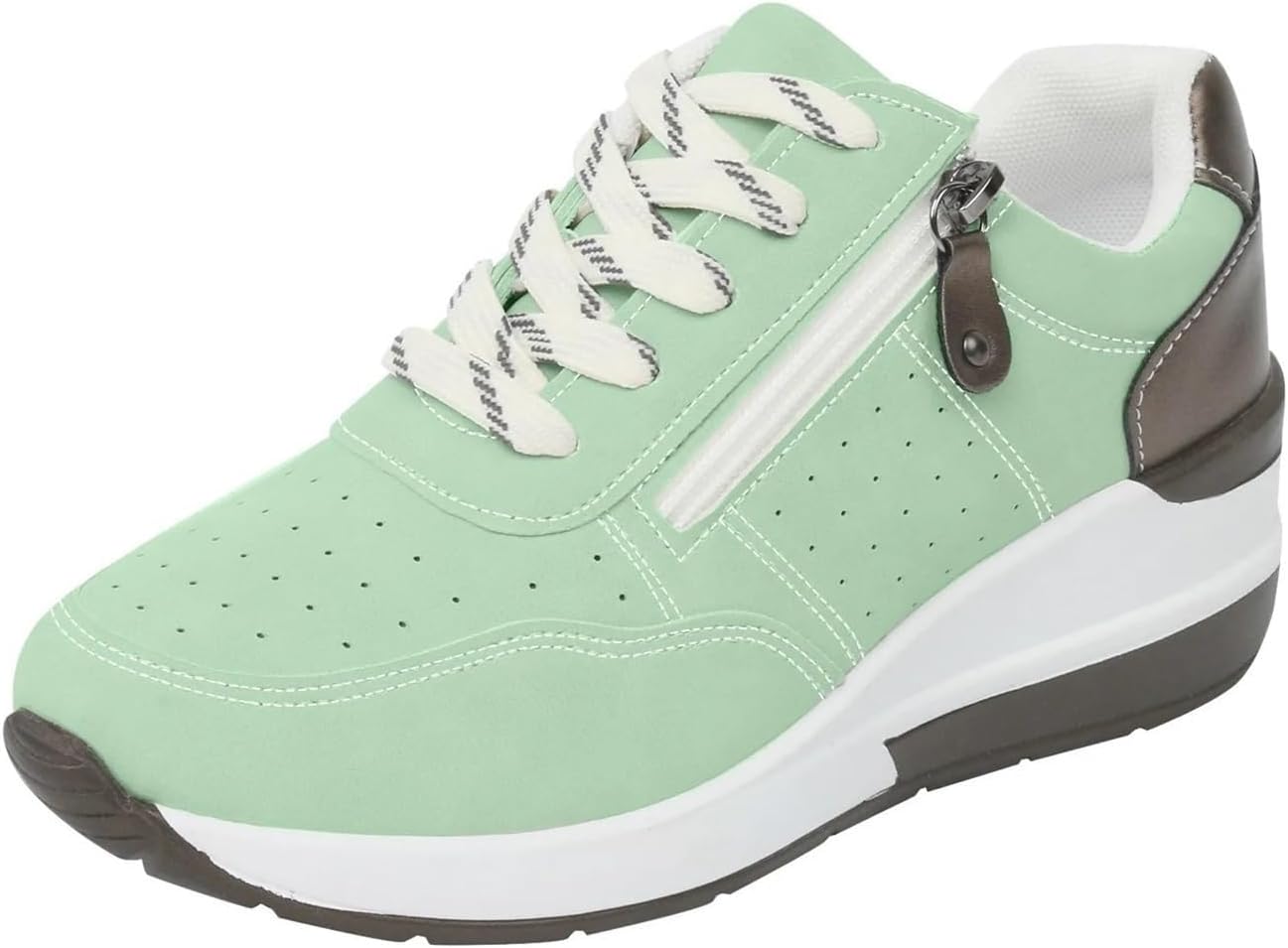 

Кроссовки ZWRXW для мужчин и женщин, модные, с шнуровкой/молнией, на платформе, повседневные, для ходьбы, нескользящие, удобные, легкие, для работы, путешествий и активного отдыха, зеленый