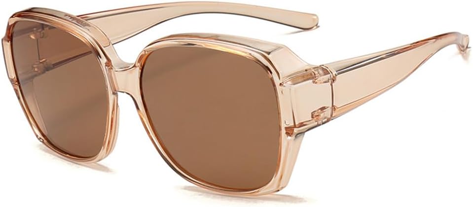 

Защитные очки для вождения, поляризованные солнцезащитные очки, надеваются поверх обычных очков, солнцезащитные очки с обтекаемой формой, защитные очки UV400 для мужчин и женщин HYYZZC, Clear Tea