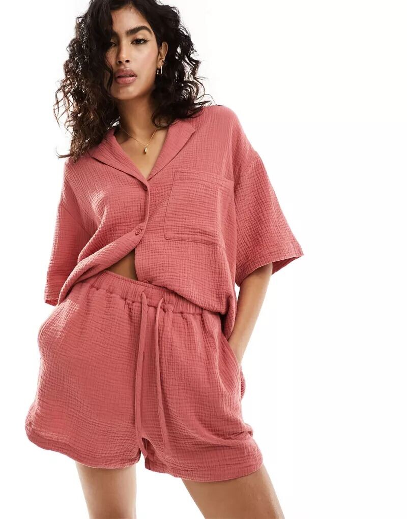 

Шорты для бега ASOS из плотного хлопкового плетения терракотового цвета