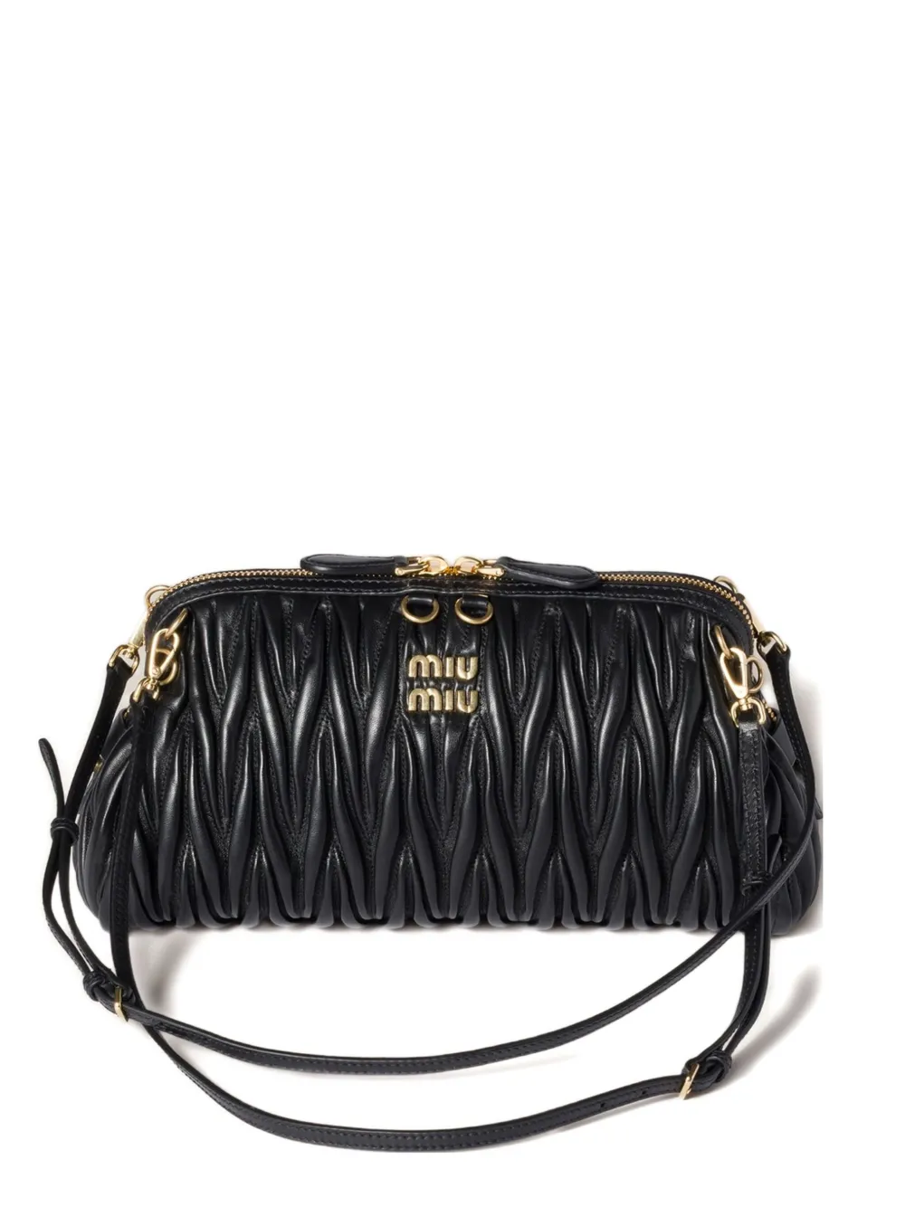 

Клатч из стеганой кожи Miu Miu, черный