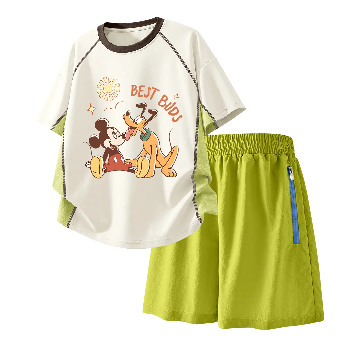 Детский спортивный костюм Casual Sportswear 2 Piece Set Disney, Di Yan Yang White+Solid Color Camellia Green