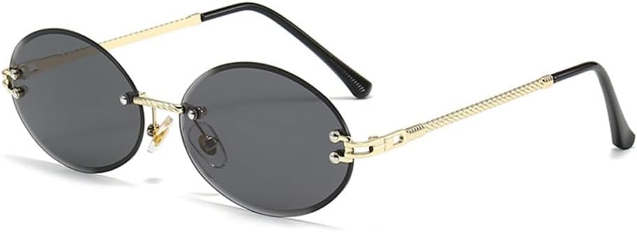 

Овальные солнцезащитные очки без оправы для женщин, маленькая металлическая оправа, прозрачные линзы цвета океана, винтажные солнцезащитные очки для женщин generic, Black