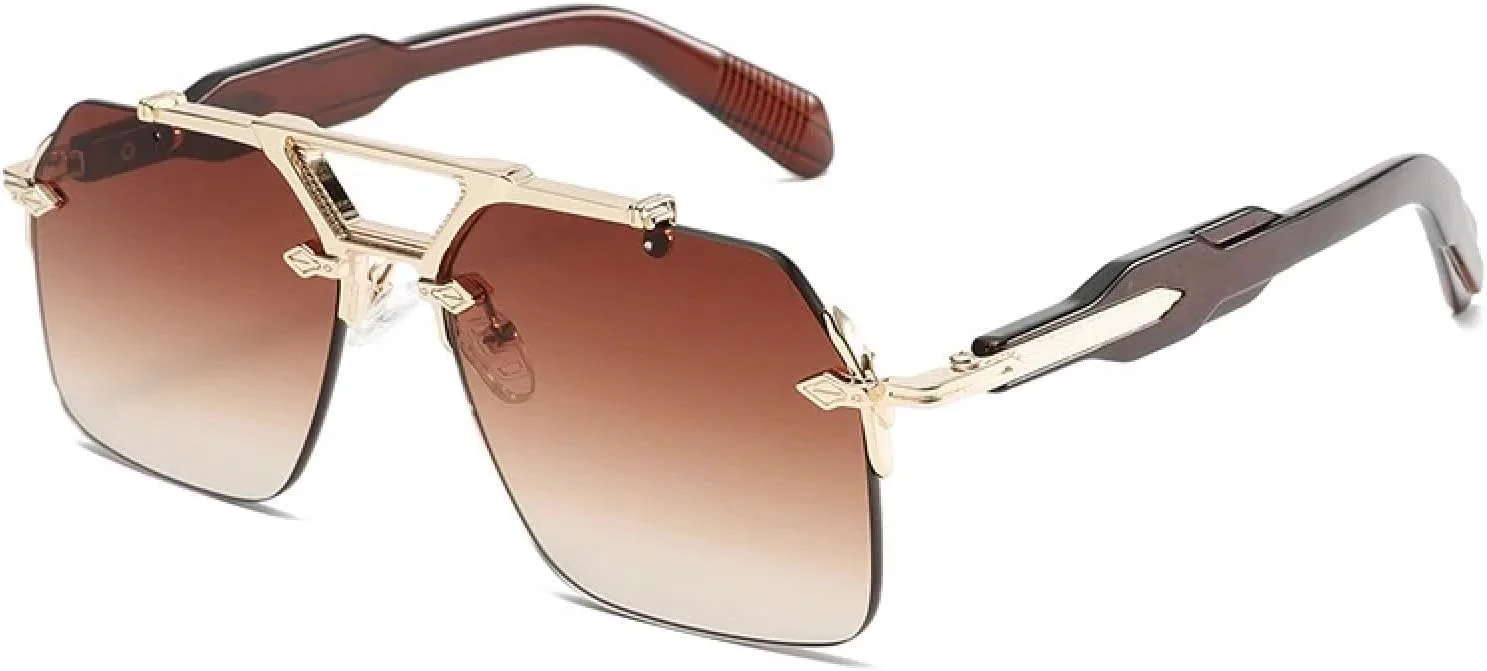 

Роскошные классические овальные солнцезащитные очки без оправы для мужчин и женщин в винтажном панк-стиле с увеличенной металлической оправой TVTBBVV, C3