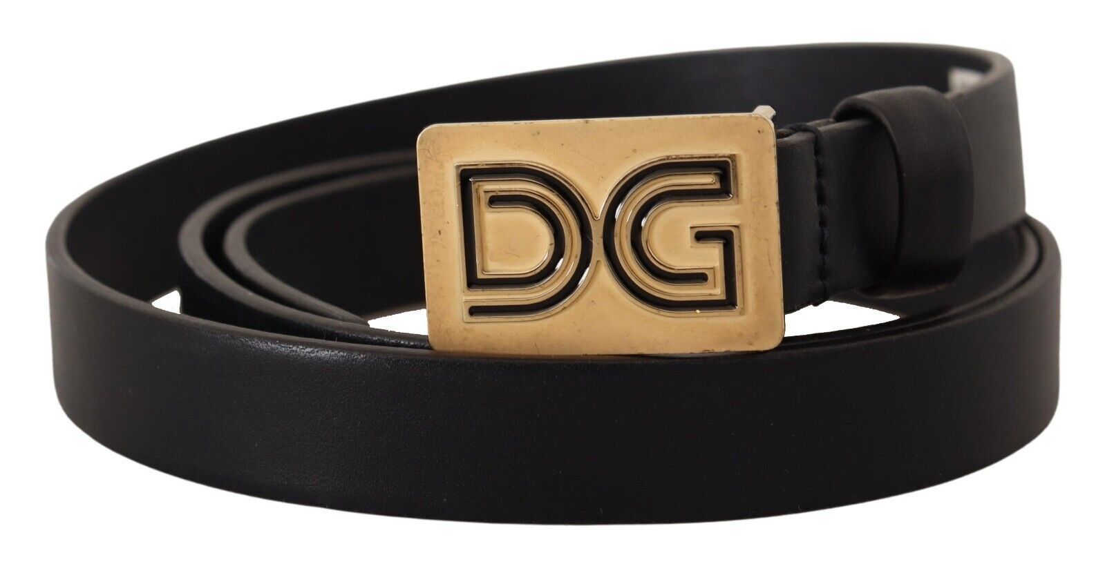 

Элегантный черный кожаный ремень с золотой пряжкой Dolce & Gabbana