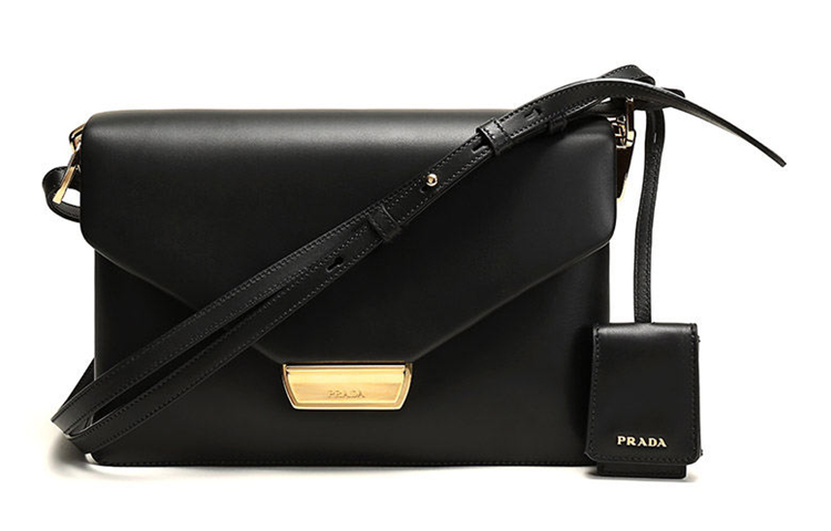 

Кожаная сумка через плечо женская черная PRADA