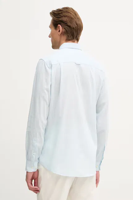 Рубашка из смесовой ткани LINEN BLEND LS U.S. Polo Assn., синий — фото 3