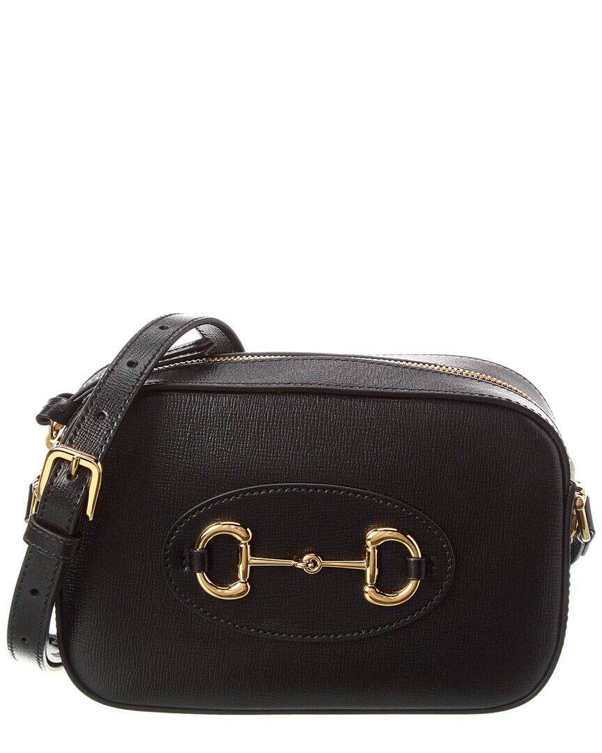 

Маленькая кожаная сумка через плечо Gucci Horsebit 1955, черный