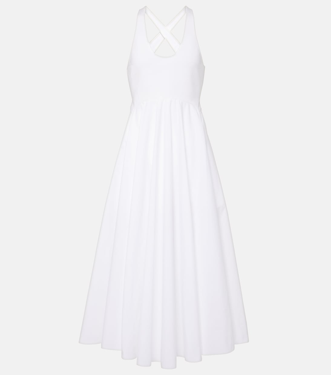 

Платье миди из хлопкового поплина с открытой спиной Alaïa, Blanc