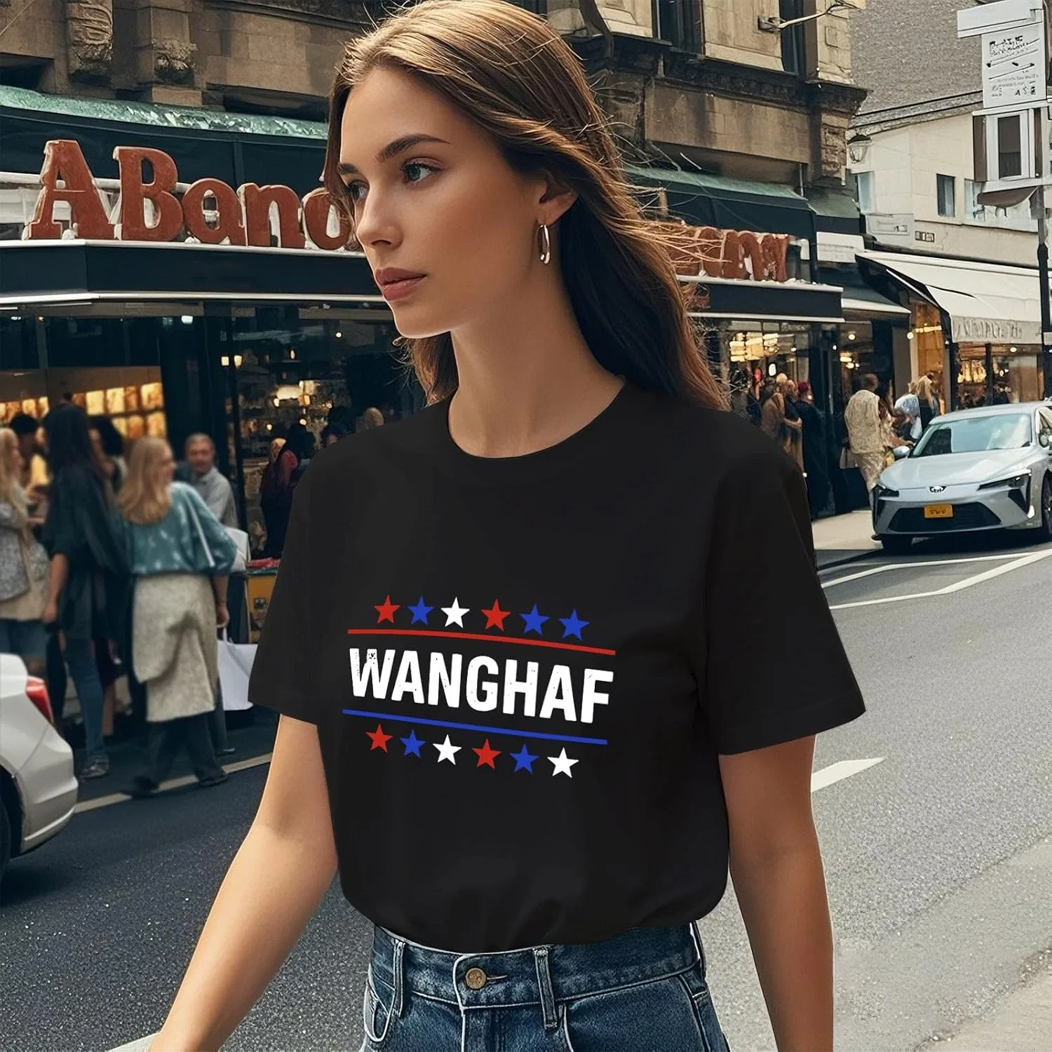Футболка WANGHAF для женщин, повседневная, сделано в США Generic, черный — фото 3