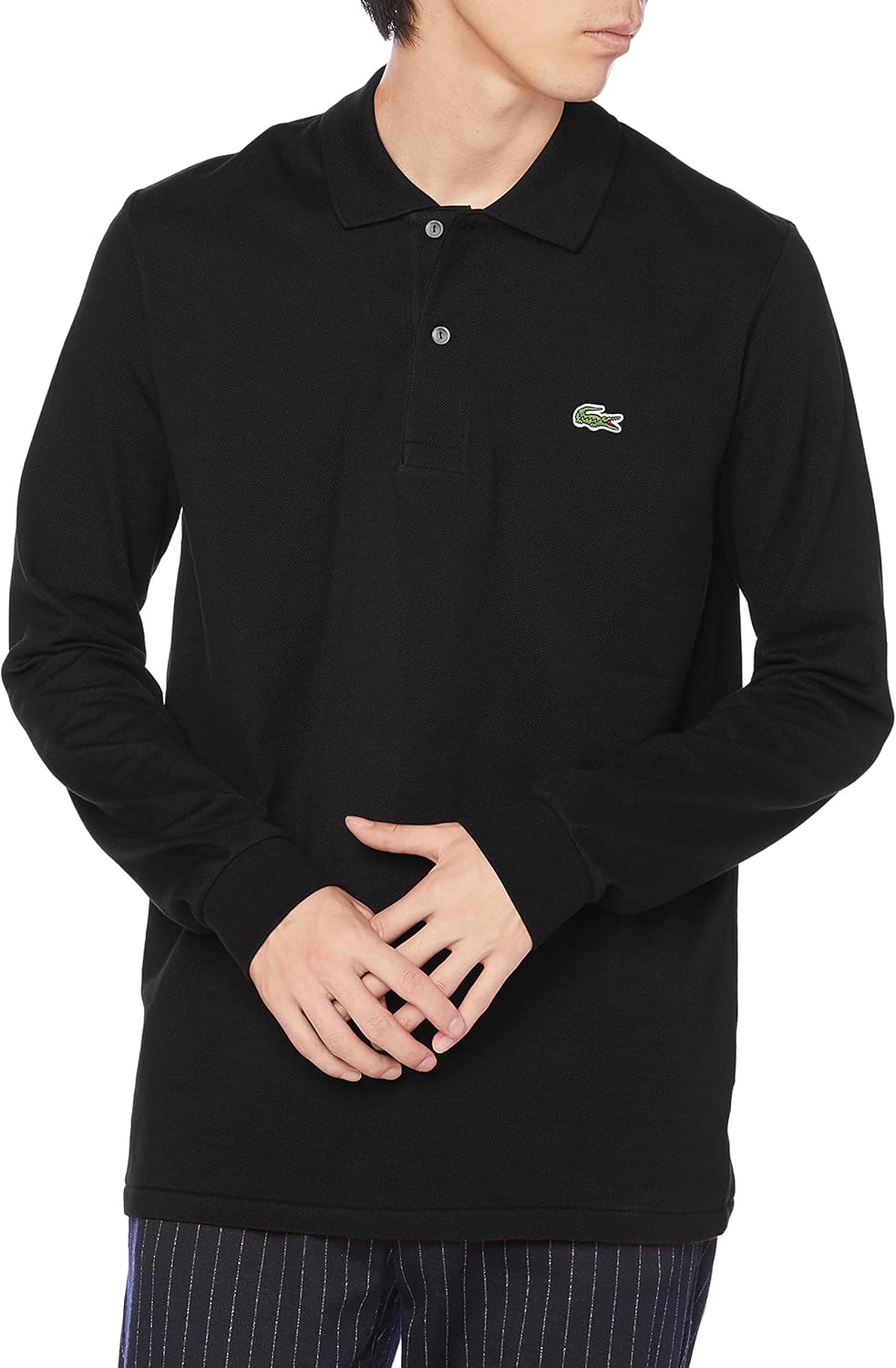 

Мужская поло-рубашка с длинным рукавом Lacoste L1312DL оригинального кроя, черный