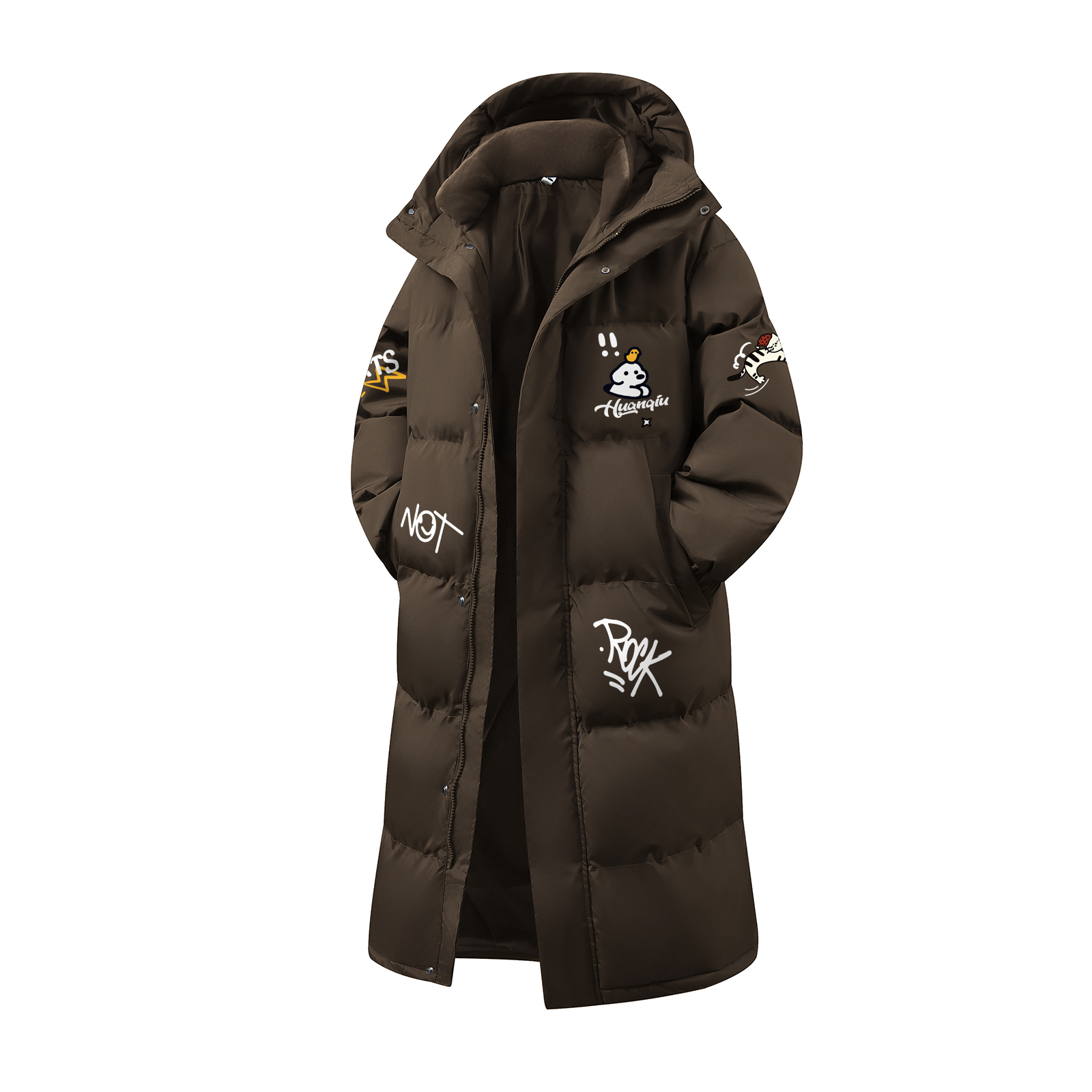 

Пуховик Unisex с капюшоном утепленный стеганый HUANQIU, coffee