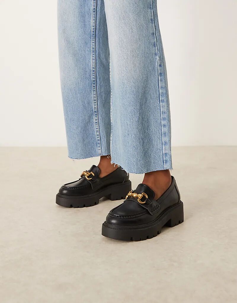Черные мокасины ASOS DESIGN Milan с массивной цепочкой