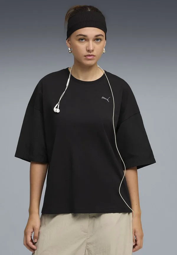 

Ее большая простая футболка Puma, Black, Черный, Ее большая простая футболка Puma, Black