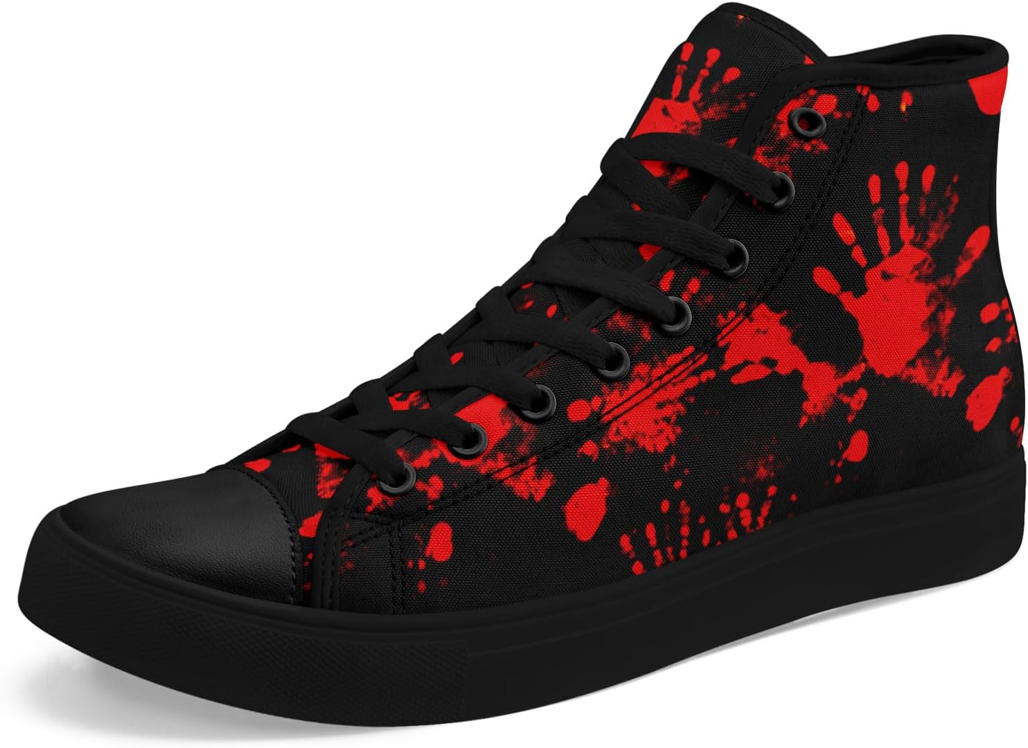 

Мужские кроссовки на высокой подошве coolcustomize с шнуровкой, в готическом стиле, повседневные кеды из холста для женщин, красно-черные с черепами