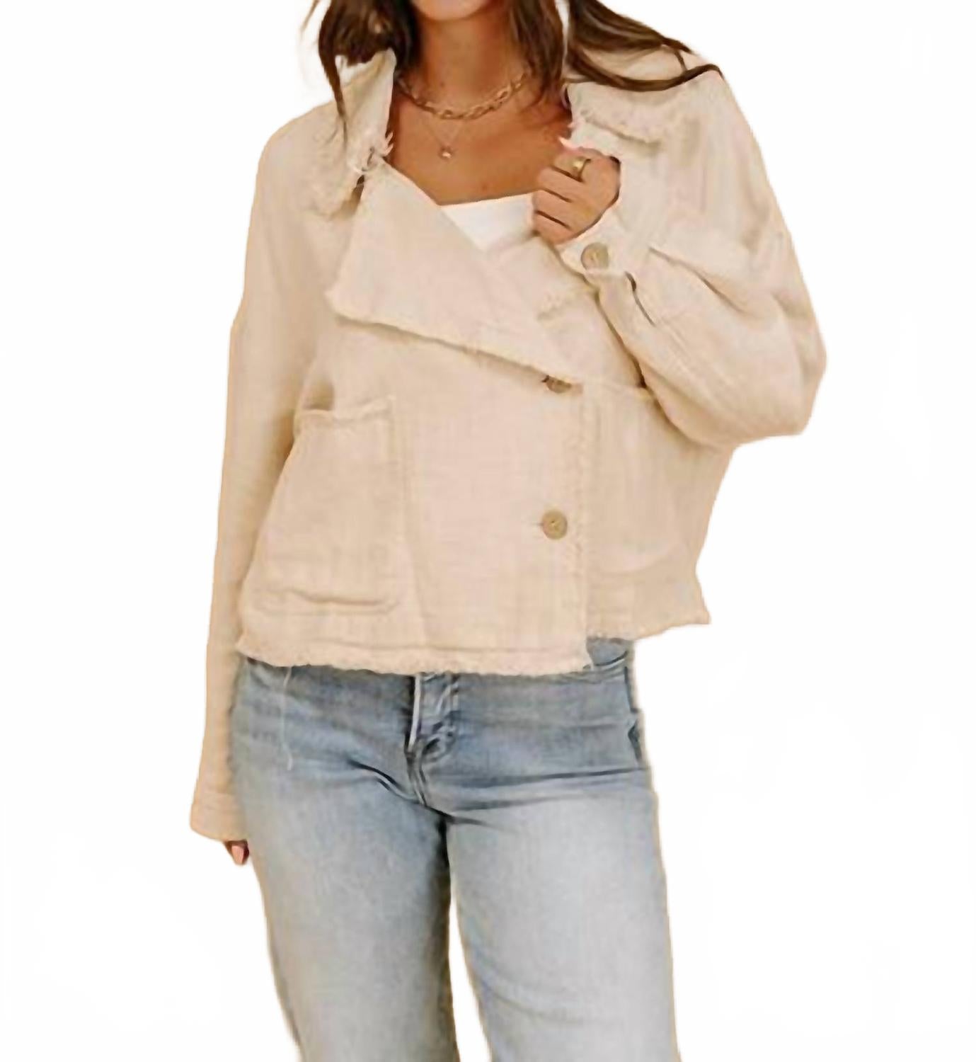 

Пиджак с необработанным краем, воротником и пуговицами, светло-серый Lalavon, светло-серый