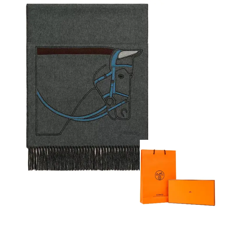 

HERMES Кашемировый шарф унисекс черный, Black