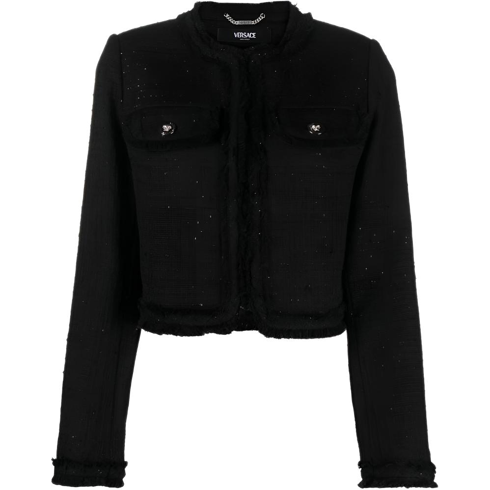 

VERSACE Твидовый жакет с пайетками и круглым вырезом, Black