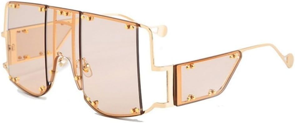 

Очки с металлическими заклепками, большие зеркальные солнцезащитные очки для мужчин и женщин, модные, уникальные, женские, с защитой от УФ-излучения UV400 HVTVTLA, Df02 Pink