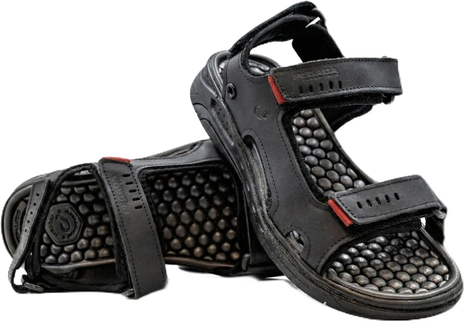 Сандалии из натуральной кожи, анатомическая стелька, коричневый, Pull Up Preto/Black PEGADA