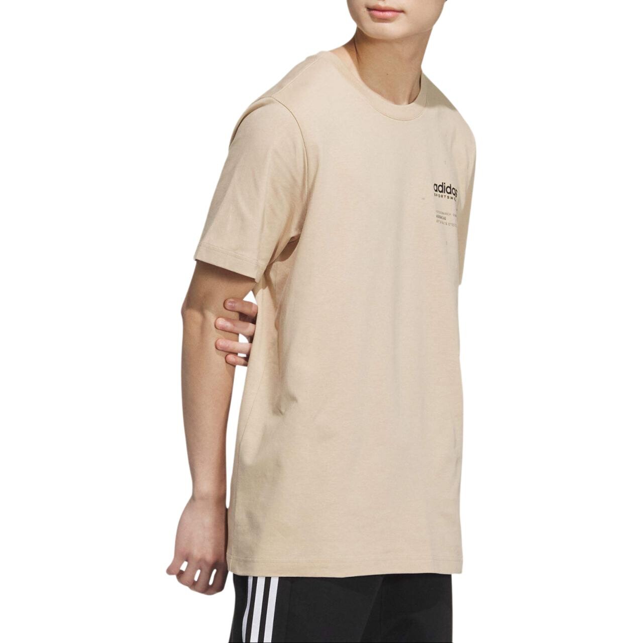Футболка унисекс бежевая/черная Adidas, черный — фото 3