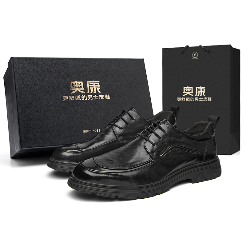 

AOKANG Повседневные кожаные туфли мужские низкие черно-коричневые, цвет Black (Standard Leather Shoe Size)