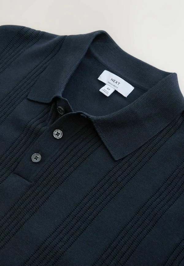 Рубашка-Поло в полоску стандартного кроя Next, Navy Blue — фото 2