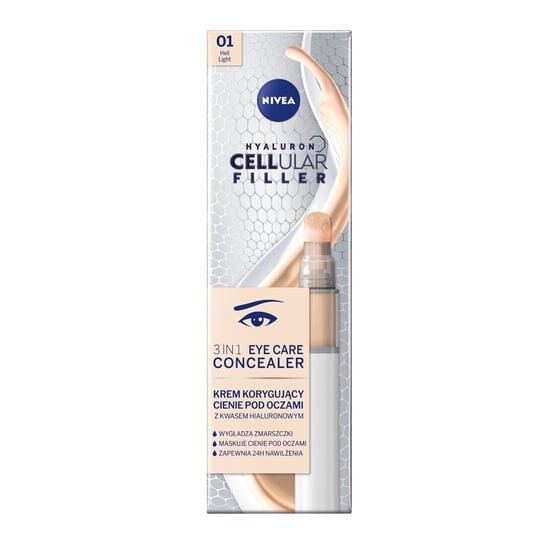 

Крем, корректирующий темные круги под глазами 01 Light 4мл Nivea, Hyaluron Cellular Filler 3In1 Eye Care Concealer