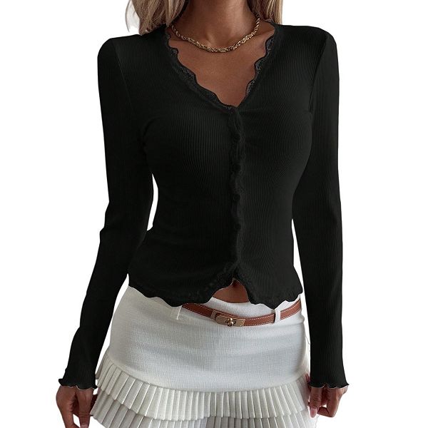 

Женский длинный кардиган на пуговицах с ребристой вязкой Yesfashion, Black