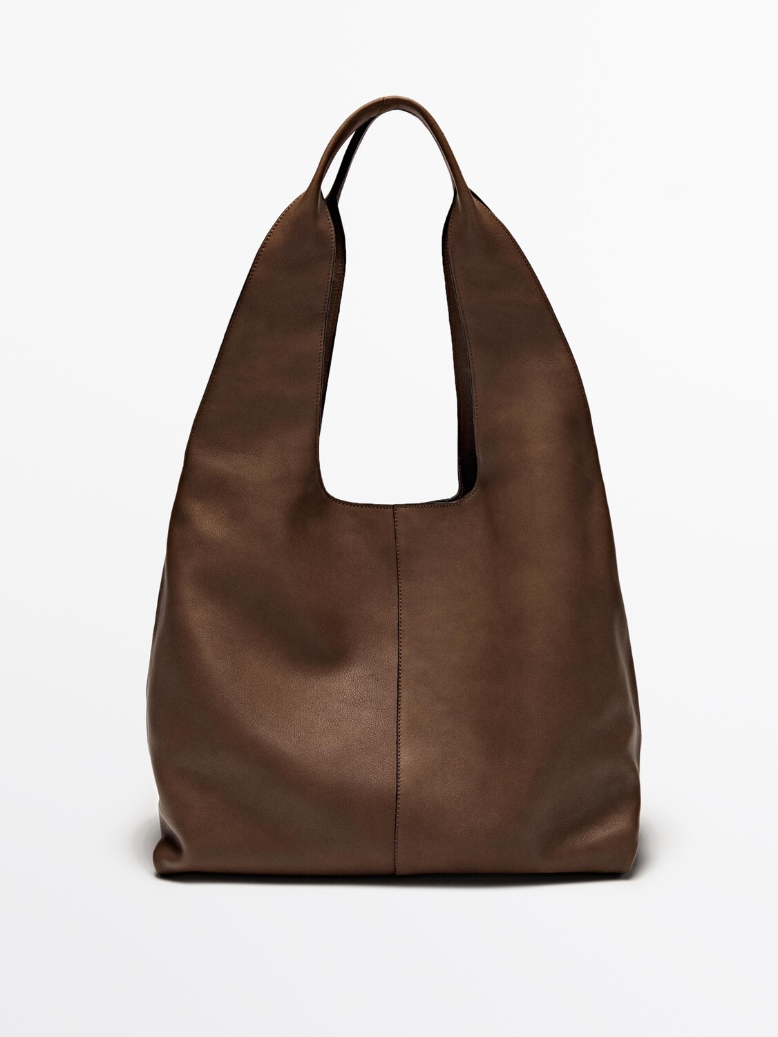 

Сумка-Тоут из кожи наппа Massimo Dutti, коричневый