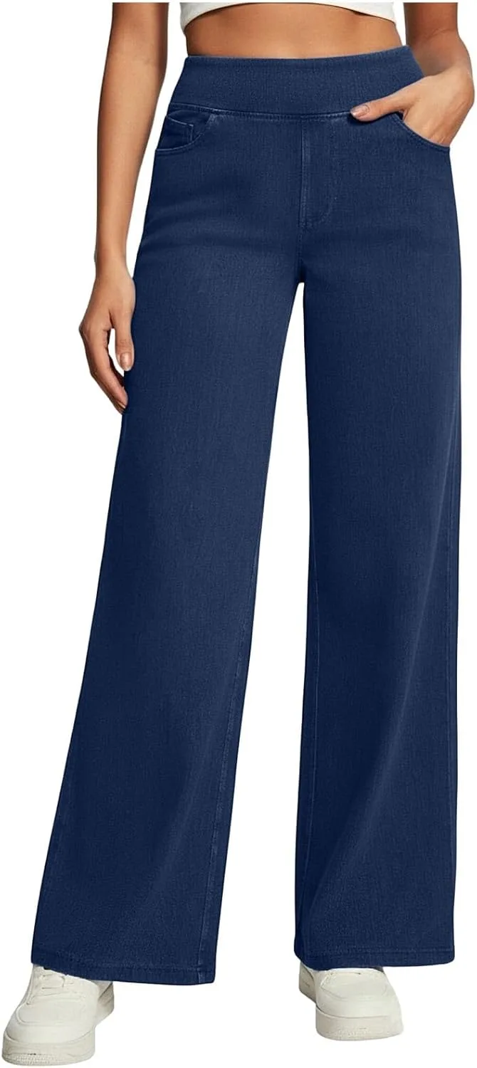 

Женские джинсы с высокой талией и широкими штанинами