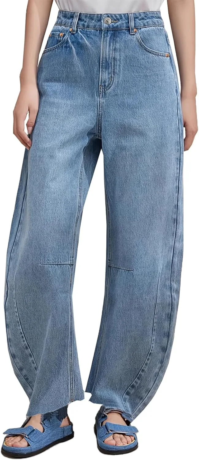 

Женские джинсы Boyfriend с высокой посадкой и широкими штанинами Wonyier