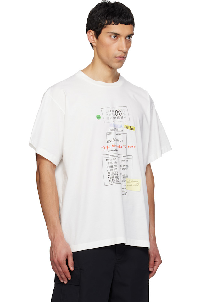 Mm6 Maison Margiela Футболка Off-White с библиотечной маркой — фото 2
