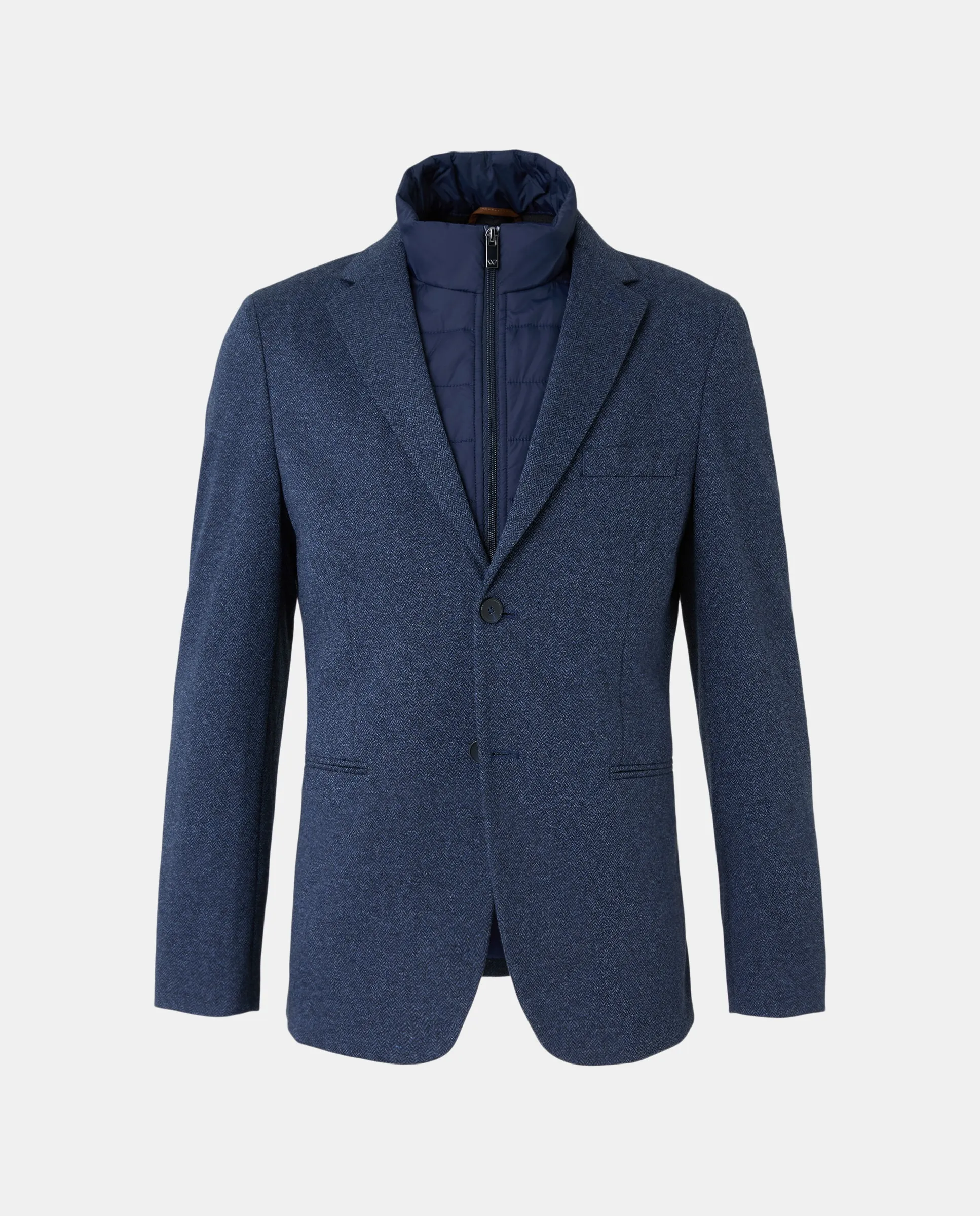 

Мужской пиджак с узором "ёлочка" и двубортным воротником Easy Wear, темно-синий
