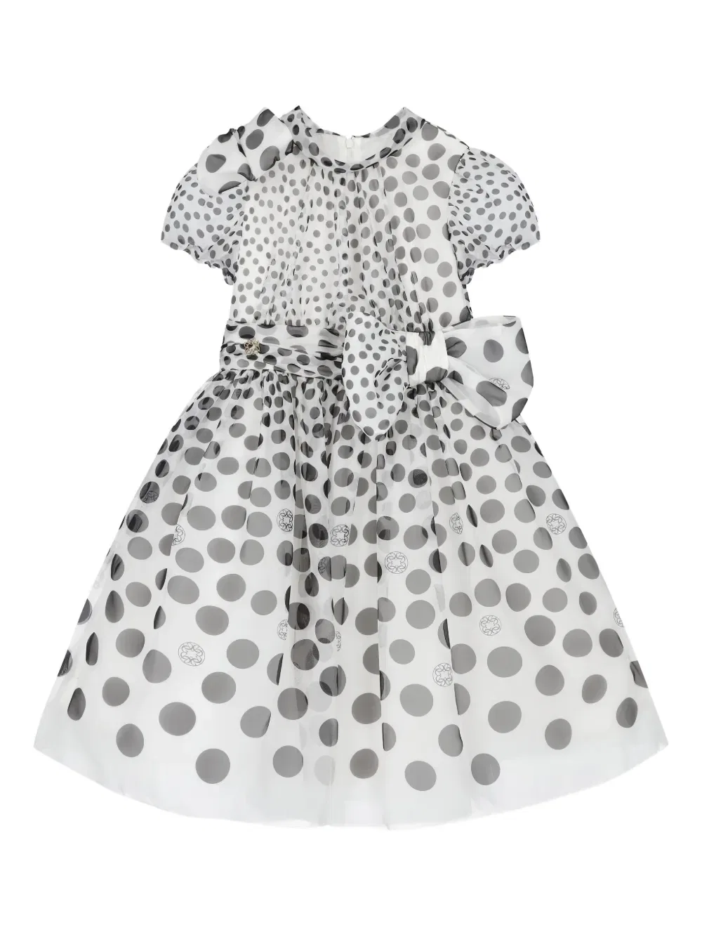 Платье в горошек с бантом Elie Saab Junior, белый