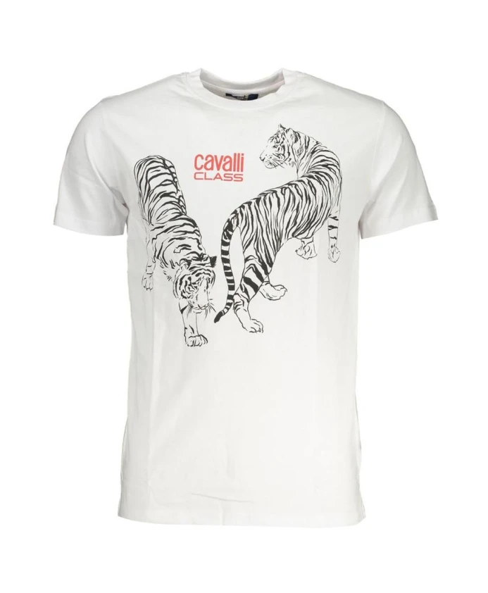 

Повседневная футболка с принтом белого тигра Cavalli Class, белый