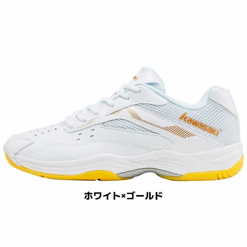 Кроссовки для бадминтона «K-086» от Kawasaki, White X Gold — фото 2