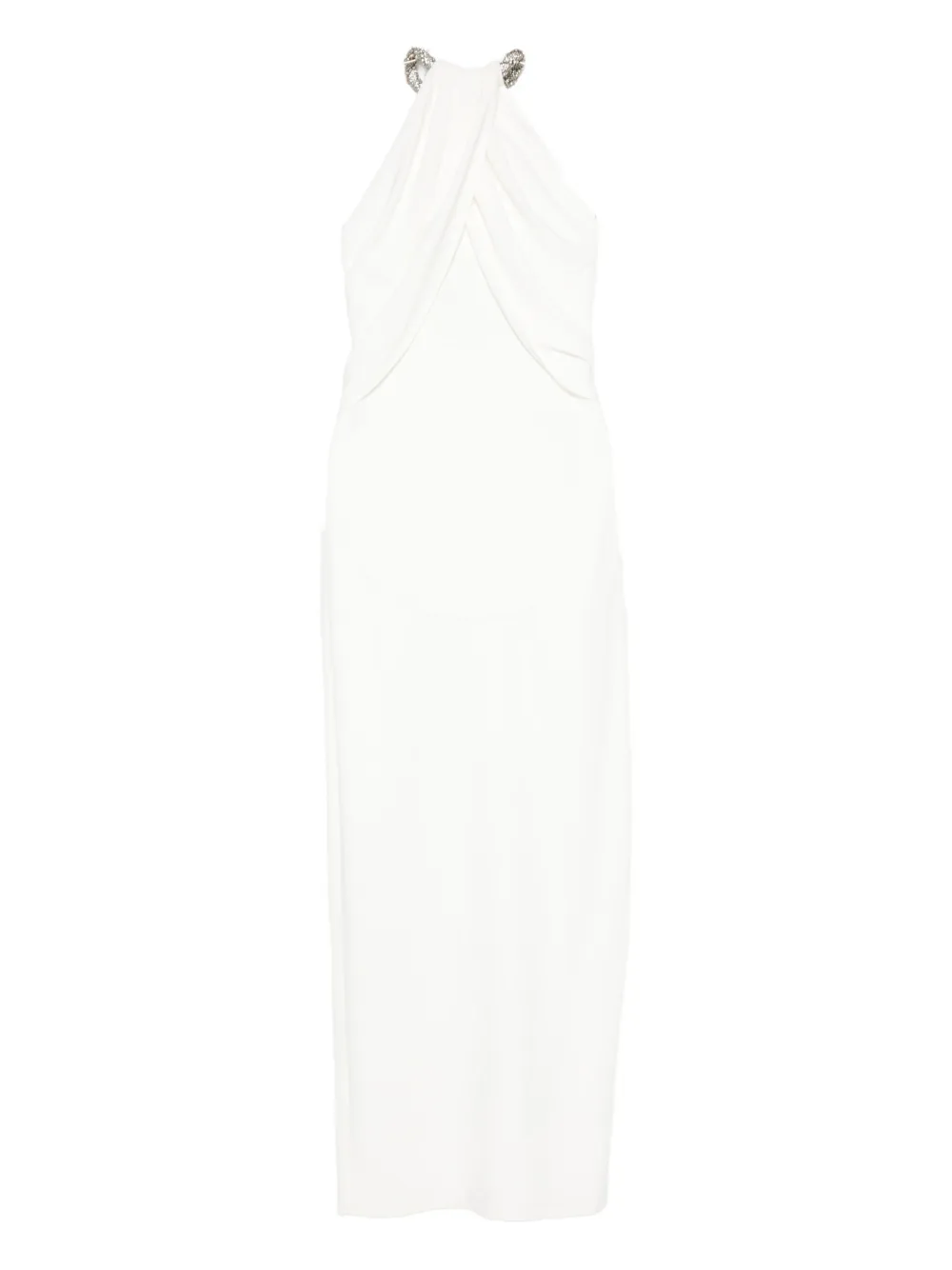 

Платье на бретелях через шею, украшенное кристаллами Amen, белый
