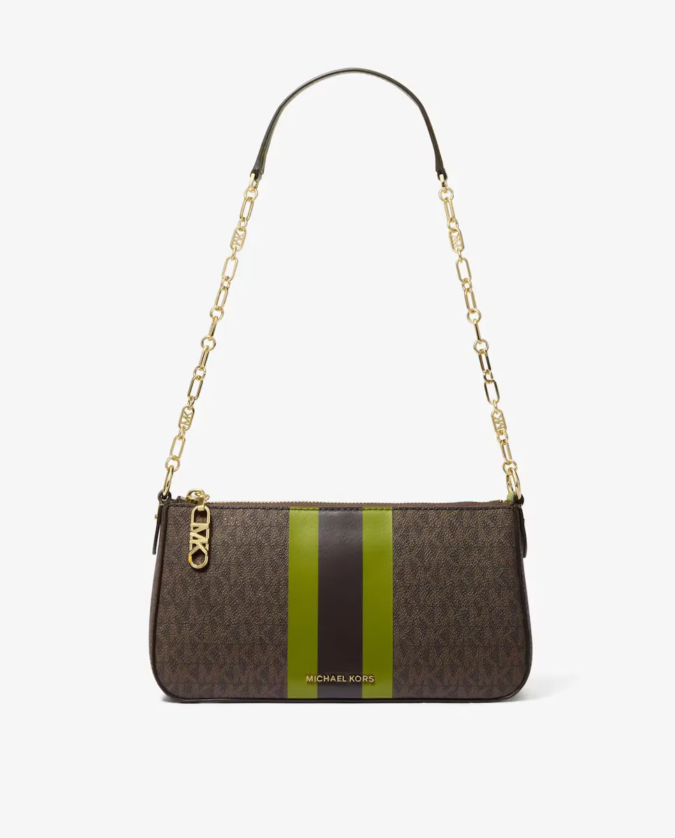 

Сумка через плечо Pochette с принтом с логотипом и центральными полосками Michael Michael Kors, зеленый