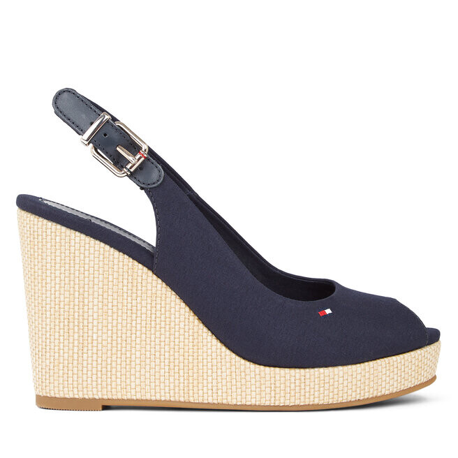 Сандалии Tommy Hilfiger Iconic Elena Sling Back Wedge FW0FW04789 Space Blue DW6, темно-синий